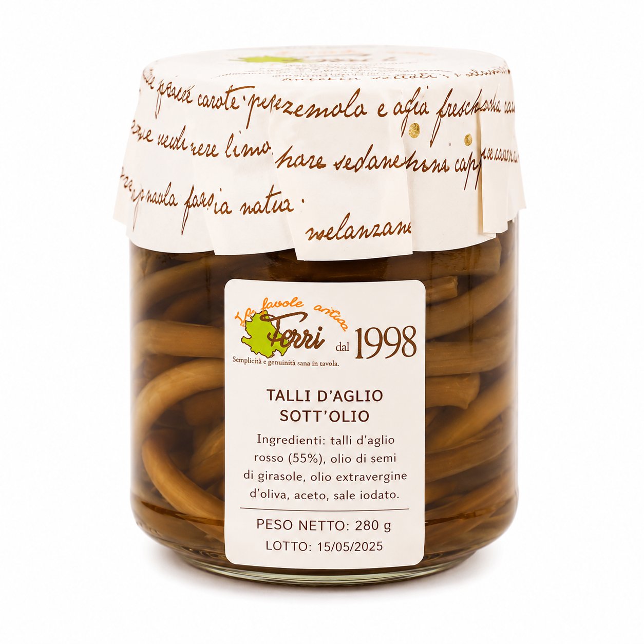 Talli d'aglio sott'olio 250g.
