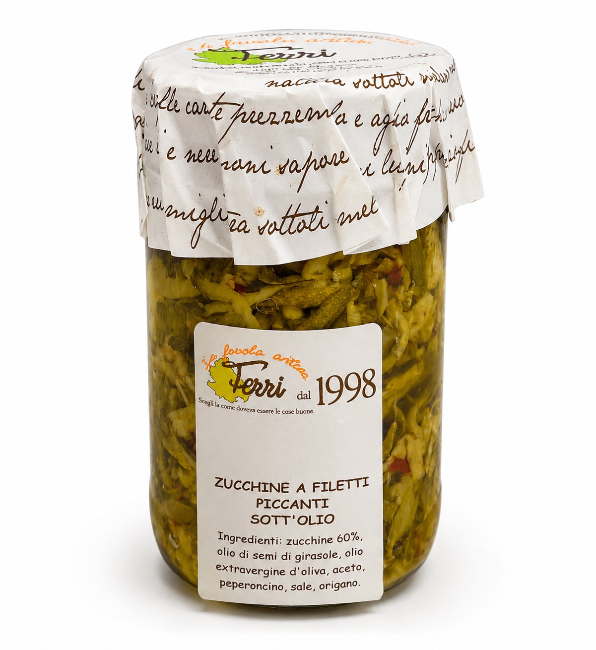 Zucchine a filetti piccanti sott'olio 250g.
